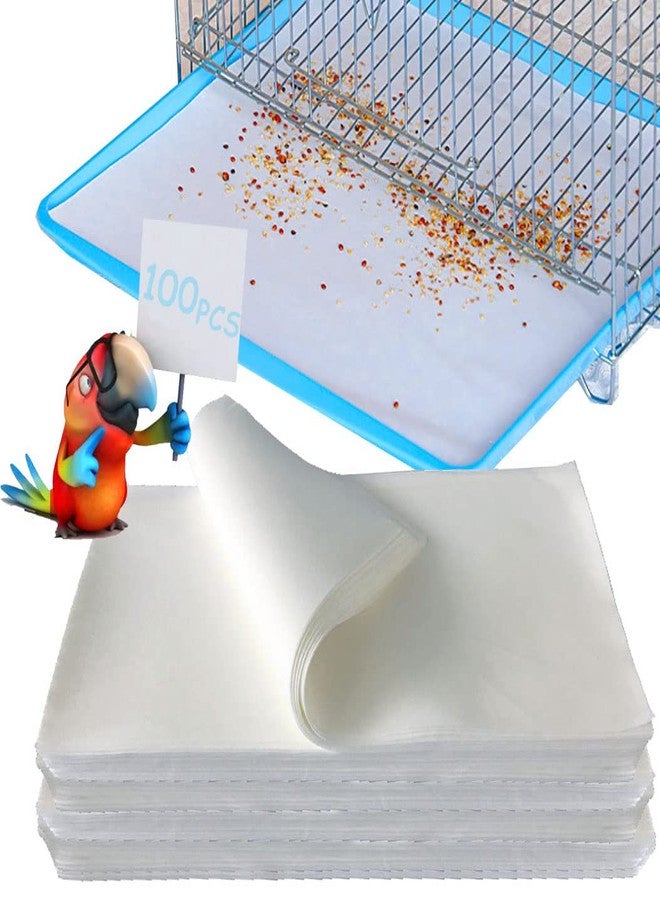 Firdnyohs 100PCS Bird Cage Liner Papers, Disposable Cage Paper Liners Precut Absorbent Cushion Pad Mat Accessories for Pet Bird Parrot (White) - Image 1